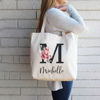 Picture of Custom Floral Name Tote Bag for Bridesmaid Proposal Gift - Personalized Birthday Gifts for Woman - Personalized Halloween Bags for Kids