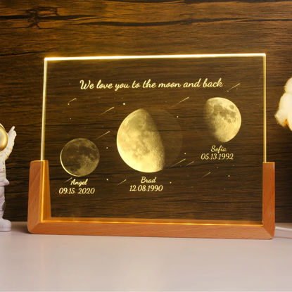 Picture of Personalized Moon Phase Crystal Lamp: Three Moon Phase Crystal Lamp With A Warm Color Light Base