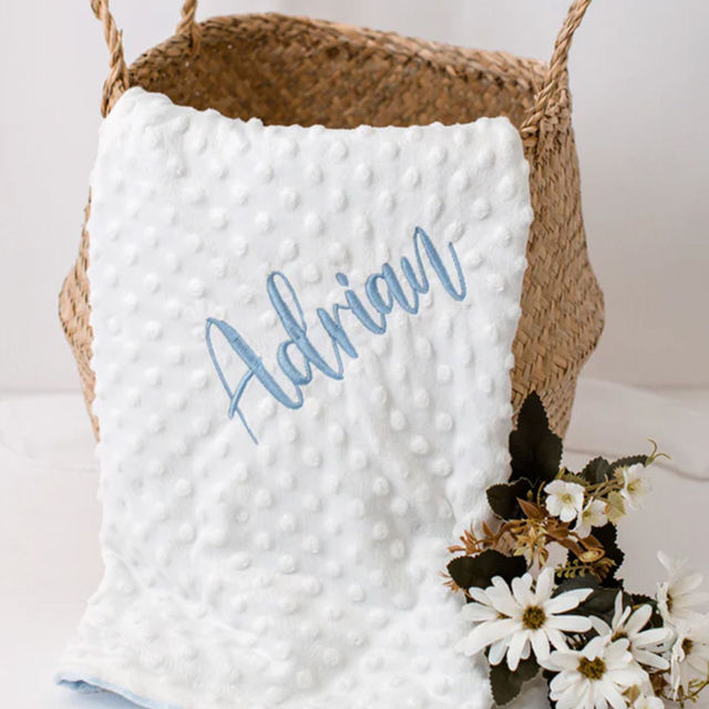 Picture of Personalized Baby Blanket - Custom Embroidered Baby Blanket - Custom Bubble Fleece Blanket