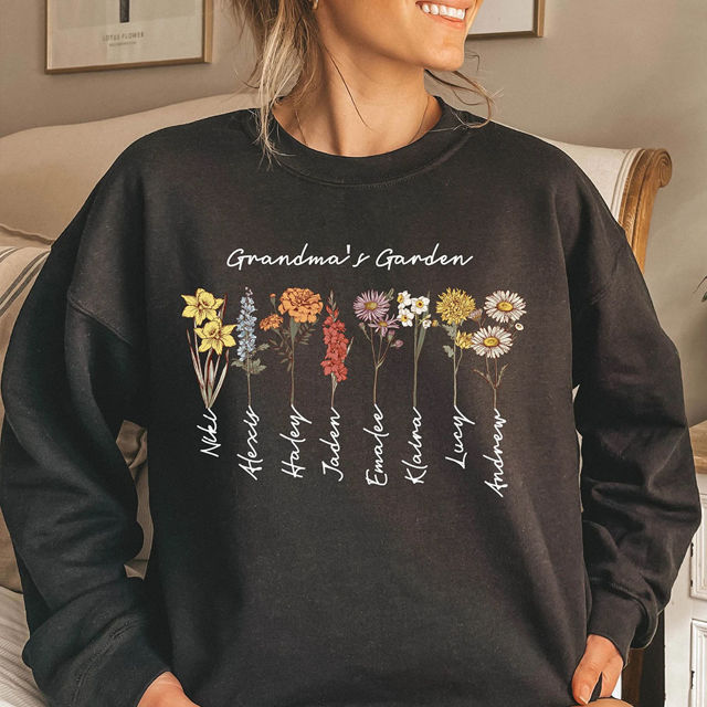 Picture of Custom Birth Flower Hoodie - Personalized Unisex Long Sleeve Sweatshirt