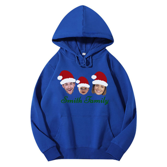 Picture of Custom Christmas Face Hoodie - Personalized Unisex Long Sleeve Family Hoodie