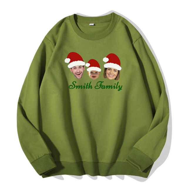 Picture of Custom Christmas Face Hoodie - Personalized Unisex Long Sleeve Family Hoodie