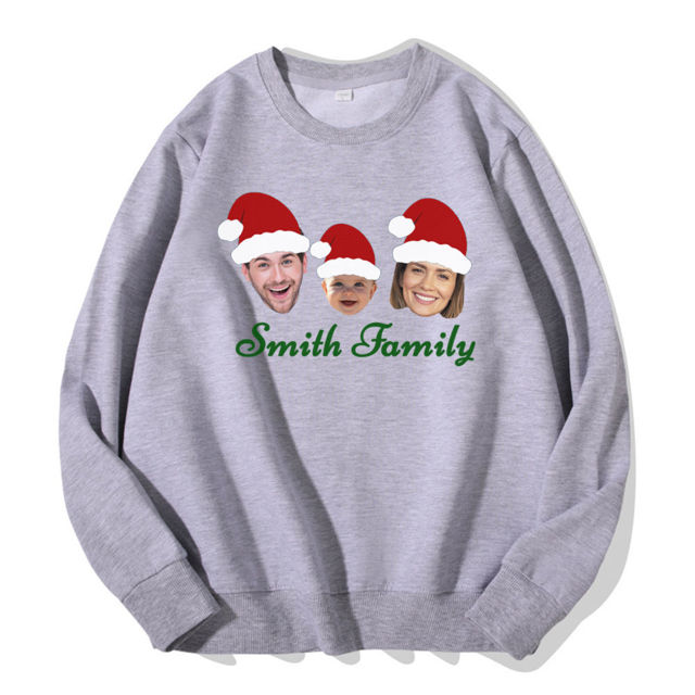 Picture of Custom Christmas Face Hoodie - Personalized Unisex Long Sleeve Family Hoodie