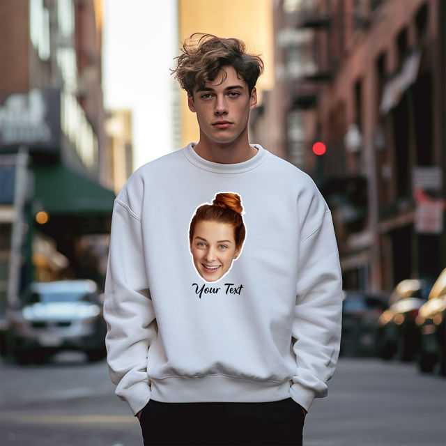 Picture of Custom Unisex Face Hoodie - Personalized Unisex Long Sleeve Sweatshirt - Valentines Gift