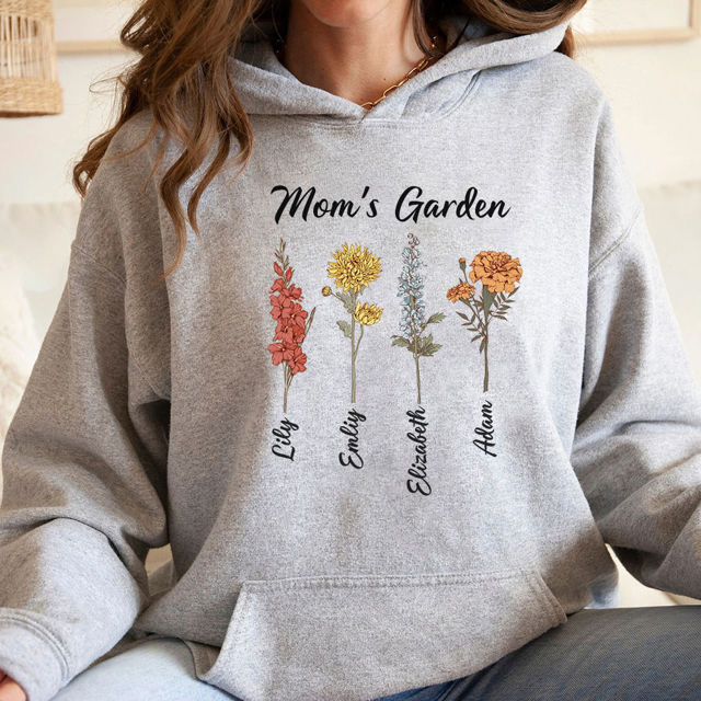 Picture of Custom Birth Flower Hoodie - Personalized Unisex Long Sleeve Sweatshirt