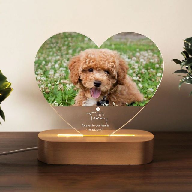 Picture of Personalized Pet Memorial Photo Night Light With Multiple Shapes - Custom Pet Night light -  Heartwarming Gift For Pet Person