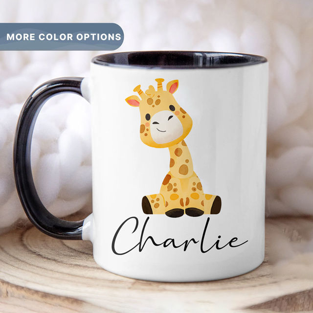 Picture of Custom Kids Mug with Animal Pattern - Personalized Mug with Kids Name - Coffee Mugs for Boys and Girls