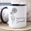 Picture of Custom Name Mug with Birth Flower  - Customized Mug with Job Title and Name - Gifts for Doctors, Teachers, Students and Family members