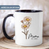 Picture of Custom Name Mug with Colorful Birth Flower - Customized Mug with Name and Date - Best Gift for Family Members