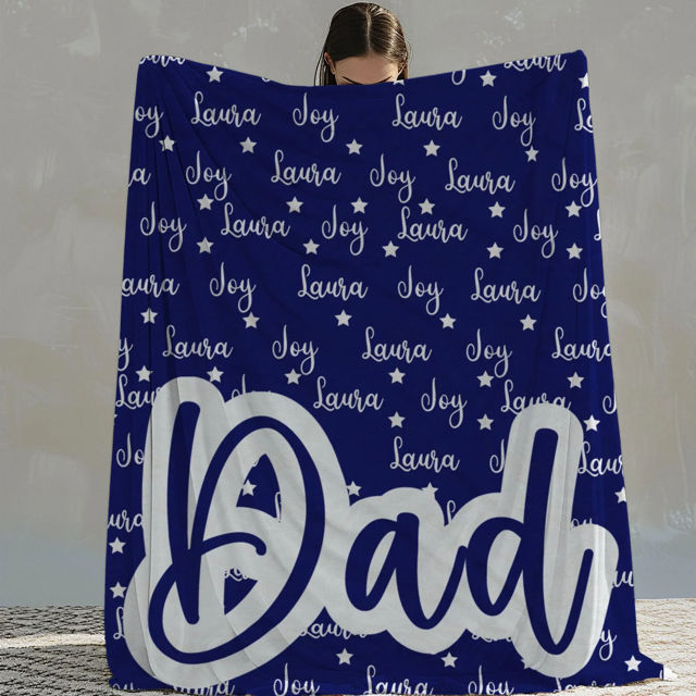 Picture of Personalized Dad Blanket with Kids Name - Gift for Dad from Children - Best Father's Day Gift and Christmas Gifts