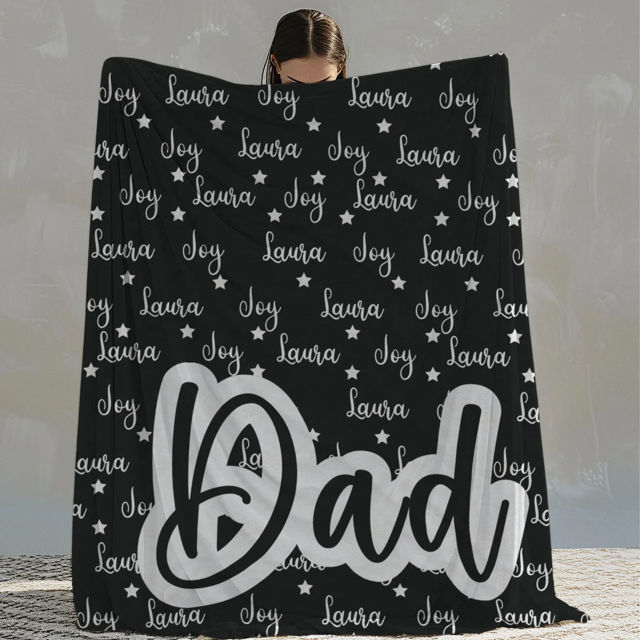 Picture of Personalized Dad Blanket with Kids Name - Gift for Dad from Children - Best Father's Day Gift and Christmas Gifts