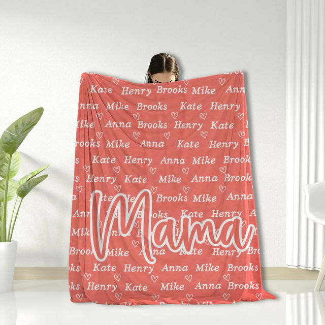 Picture of Personalized Mama Blanket with Kids Name - Gift for Mother from Children - Best Mother's Day Gift and Christmas Gifts