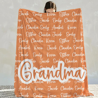 Picture of Personalized Grandma Blanket with Kids Name - Gift for Grandma from Children - Best Mother's Day Gift and Christmas Gifts