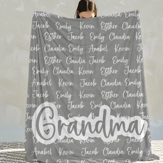 Picture of Personalized Grandma Blanket with Kids Name - Gift for Grandma from Children - Best Mother's Day Gift and Christmas Gifts