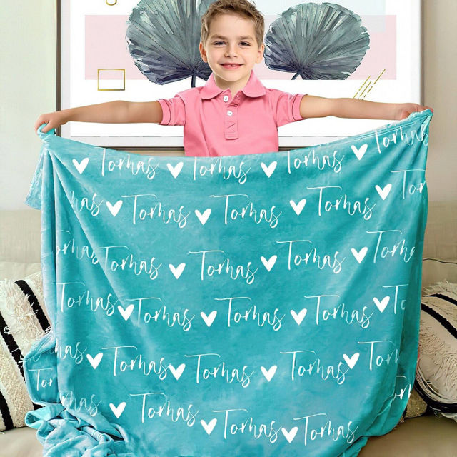 Picture of Personalized Name Blanket with Elements - Custom Name Blanket for Kids - Newborn Gift Blanket for Baby