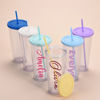 Picture of Personalized Tumbler Straw Cup - Custom Acrylic Tumbler Double Wall with Name - Birthday Gift