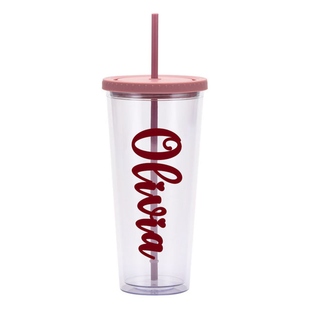 Picture of Personalized Tumbler Straw Cup - Custom Acrylic Tumbler Double Wall with Name - Birthday Gift