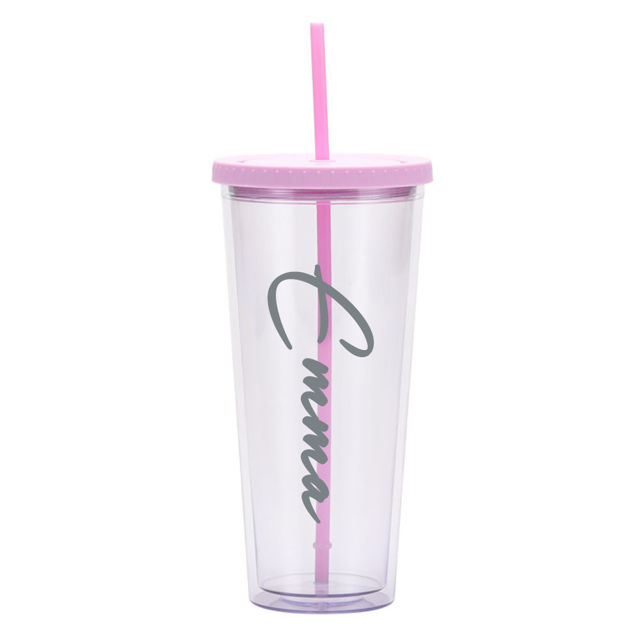 Picture of Personalized Tumbler Straw Cup - Custom Acrylic Tumbler Double Wall with Name - Birthday Gift