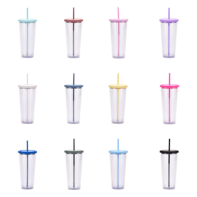 Picture of Personalized Tumbler Straw Cup - Custom Acrylic Tumbler Double Wall with Name - Birthday Gift