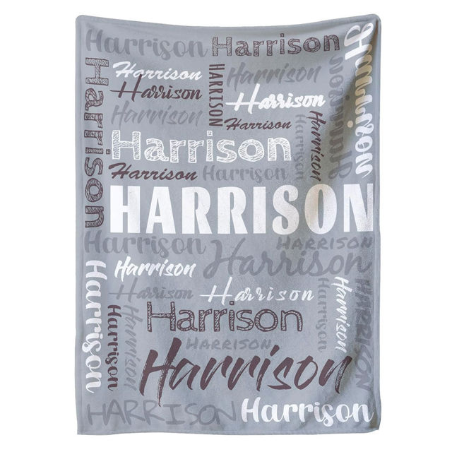 Picture of Personalized Blanket with Kids Name - Custom Name Blankets in Various Fonts - Birthday, Christmas or Valentines Day Gift