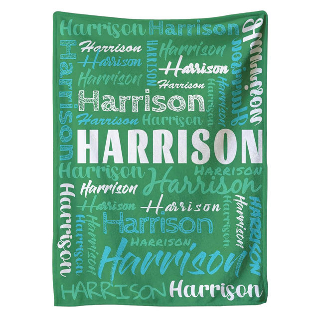 Picture of Personalized Blanket with Kids Name - Custom Name Blankets in Various Fonts - Birthday, Christmas or Valentines Day Gift