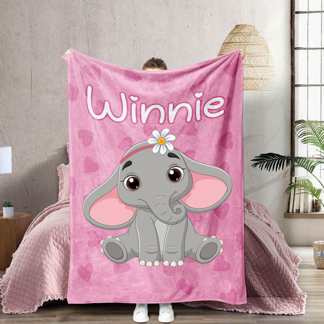 Picture of Personalized Name Blanket for Baby and Kids - Custom Name Blanket for Boys and Girls - Personalized Name Blanket with Cartoon Animal Pattern - Best Gifts Idea