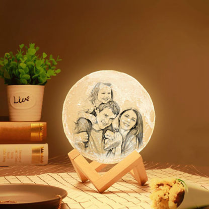 Picture of Magic 3D Personalized Photo Moon Lamp with Touch Control for Couple (10cm-20cm)