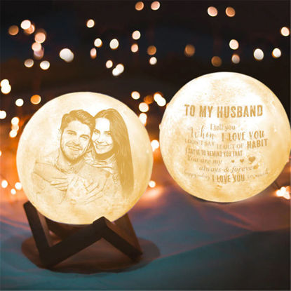 Picture of Magic 3D Personalized Photo Moon Lamp with Touch Control for Mom (10cm-20cm)