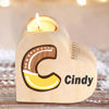 Picture of Custom Wooden Heart Candle Holders - Personalized Heart Shaped Letter Name Candle Holders - Custom Heart Candle Holders Memorial Gift