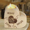 Picture of Custom Wooden Name Candle holder - Personalized Heart Shape Candle holder - Christmas Gift