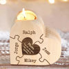 Picture of Custom Wooden Name Candle holder - Personalized Heart Shape Candle holder - Christmas Gift