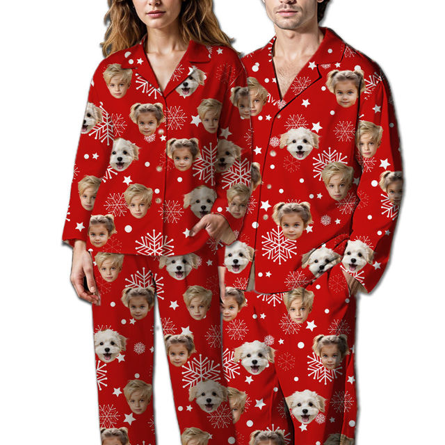 Picture of Custom Christmas Pajamas Custom Christmas Snowflake Pajamas Gifts