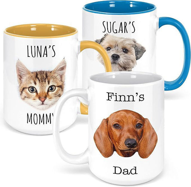 Picture of Custom Pet Photo Face Mugs - Personalized Photo Coffee Cup with Custom Text - Best Christmas Gifts for Family