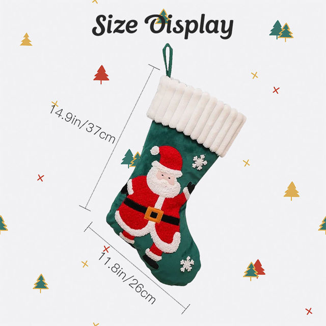 Picture of Custom Velvet Christmas Stocking with Santa Figure - Personalized Embroidery Christmas Stocking - Christmas Gift