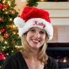 Picture of Custom Velvet Santa Hat with Name - Personalized Embroidered Family Christmas Hat - Xmas Gift