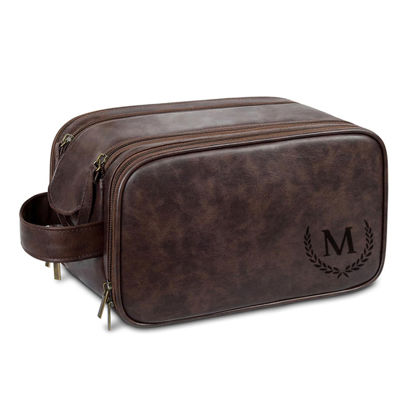 Picture of Custom Leather Toiletry Bag - Personalized Groomsmen Gifts - Travel Bag For Men