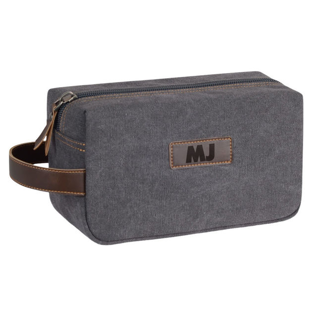 Picture of Men's Custom Canvas Toiletry Bag - Personalized Groomsmen Gifts - Travel Bag For Men