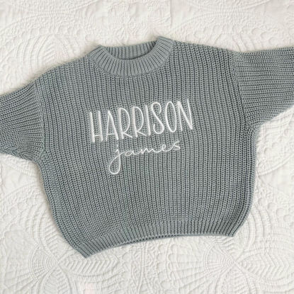 Picture of Personalized Embroidered Name Sweater for Children - Custom Embroidery Sweater - Knitted Xmas Sweater