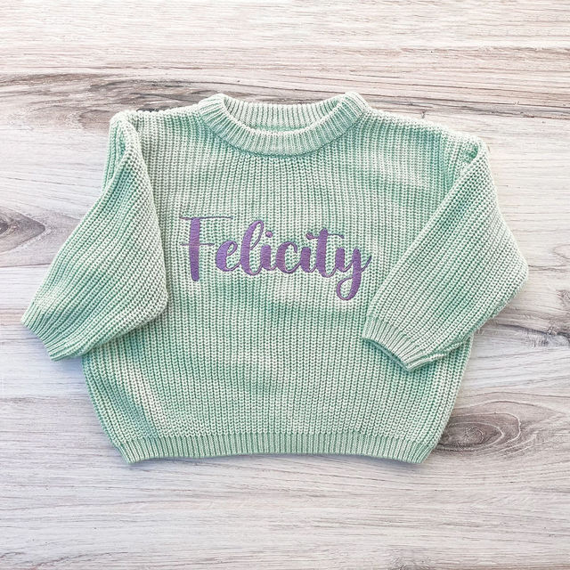 Picture of Personalized Embroidered Name Sweater for Children - Custom Embroidery Sweater - Knitted Xmas Sweater