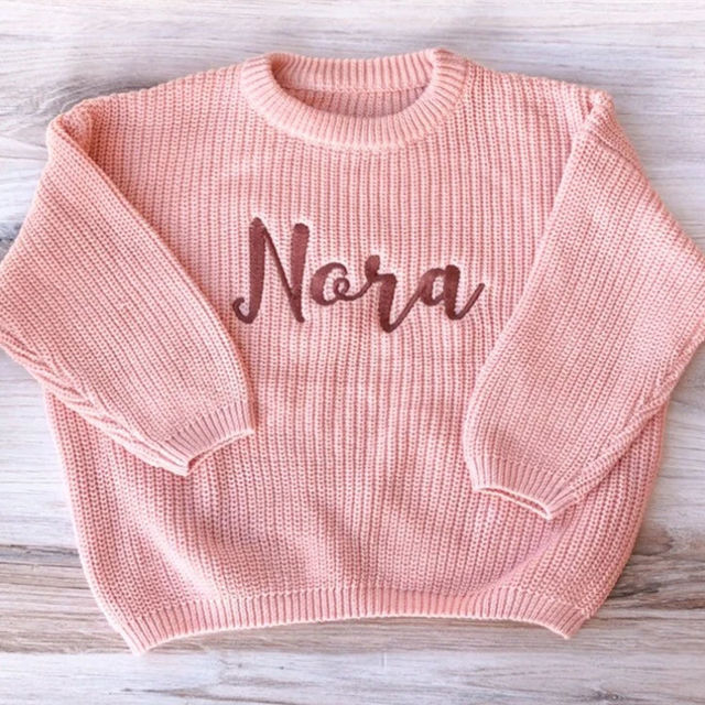 Picture of Personalized Embroidered Name Sweater for Children - Custom Embroidery Sweater - Knitted Xmas Sweater