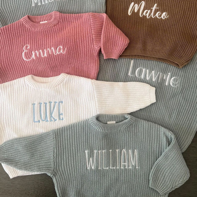 Picture of Personalized Embroidered Name Sweater for Children - Custom Embroidery Sweater - Knitted Xmas Sweater