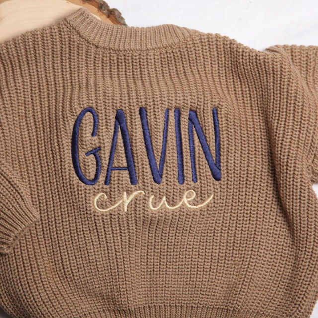 Picture of Personalized Embroidered Name Sweater for Children - Custom Embroidery Sweater - Knitted Xmas Sweater