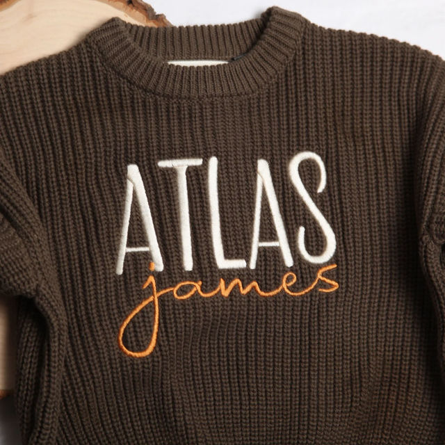 Picture of Personalized Embroidered Name Sweater for Children - Custom Embroidery Sweater - Knitted Xmas Sweater