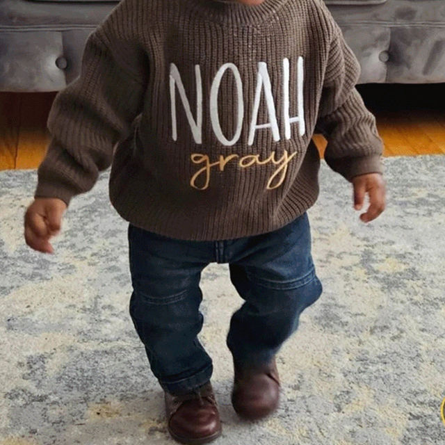 Picture of Personalized Embroidered Name Sweater for Children - Custom Embroidery Sweater - Knitted Xmas Sweater