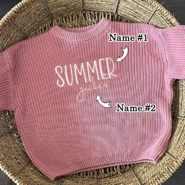 Picture of Personalized Embroidered Name Sweater for Children - Custom Embroidery Sweater - Knitted Xmas Sweater