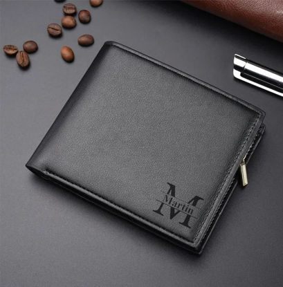 Picture of Custom Engraved Trifold Wallet - Personalized Name Wallet for Men - Christmas Gift, Birthday Gift