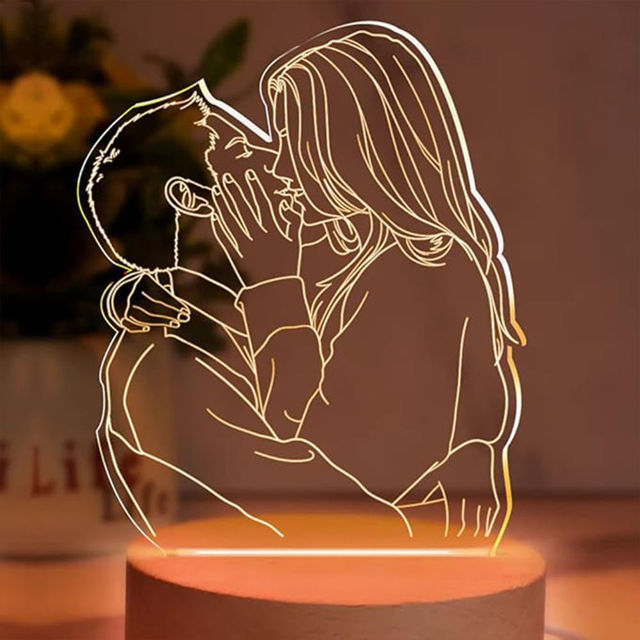 Picture of Custom Sketch Photo Night Light w/ Personalized Photo as Best Anniversary, Valentine's Day or Christmas Gift