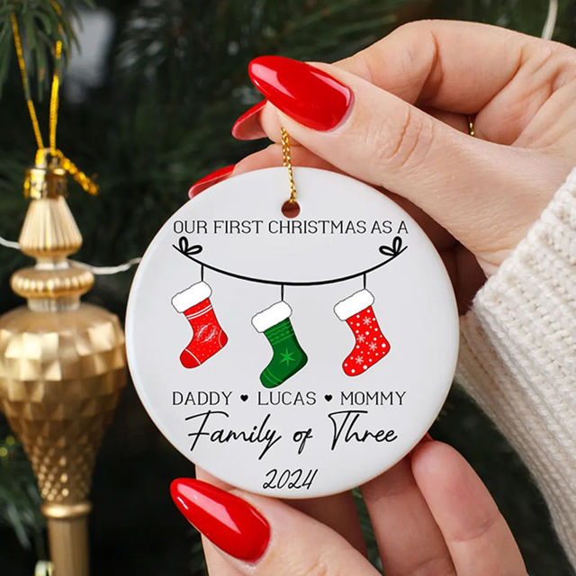 Picture of Family Ceramics Christmas Tree Ornaments - Custom Christmas Tree Photo Ornament - Xmas Home Decor