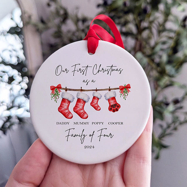 Picture of Family Ceramics Christmas Tree Ornaments - Custom Christmas Tree Photo Ornament - Xmas Home Decor