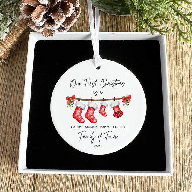 Picture of Family Ceramics Christmas Tree Ornaments - Custom Christmas Tree Photo Ornament - Xmas Home Decor